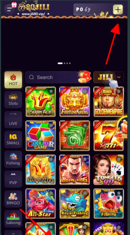 After login, you can choose plus button or deposit button